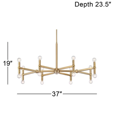 Possini Euro Design Marya Satin Brass Chandelier 37" Wide Modern 24-Light Fixture For Dining Room House Foyer Kitchen Island Entryway Bedroom Home 10 Possini Euro Design Marya Satin Brass Chandelier 37" Wide Modern 24-Light Fixture For Dining Room House Foyer Kitchen Island Entryway Bedroom Home - Image 8