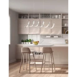 31" LED Dimmable Adjustable Metal Linear Pendant Chrome - Jonathan Y