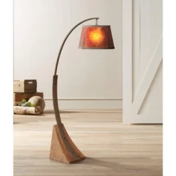Franklin Iron Works Mission Arc Floor Lamp With USB Charging Port 66 1/2" Tall Dark Rust Amber Mica Shade For Living Room Reading -Adesso Shop GUEST 5803141b 1aa2 4015 895f a3b8f8d986a3