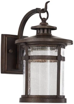 Franklin Iron Works Callaway Modern Industrial Outdoor Wall Light Fixture Bronze LED 11 1/2" Seedy Glass For Post Exterior Barn Deck House Porch Yard -Adesso Shop GUEST 5832d638 ba08 424d bd3f e757e7546323