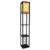 Etagere Organizer Storage Shelf Floor Lamp With Linen Shade Black - Simple Designs