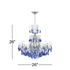 Vienna Full Spectrum Alpine Chrome Chandelier 26" Wide French Blue Crystal 6-Light Fixture For Dining Room House Foyer Kitchen Island Entryway Bedroom -Adesso Shop GUEST 58a62c69 beaa 4481 80ad e78ab6b90c05