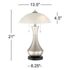 360 Lighting Simon Modern Accent Table Lamps Set Of 2 21" High Silver With USB Charging Port White Glass Dome Shade For Bedroom Living Room House Desk -Adesso Shop GUEST 59be30bd 9312 4556 be94 da36f3f8f371