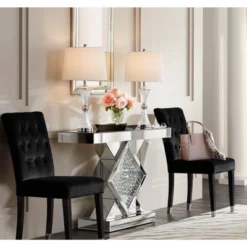 Regency Hill Luca Modern Table Lamps 25 1/2" High Set Of 2 Twisted Glass With USB Charging Port White Drum Shade For Bedroom Living Room Office Desk -Adesso Shop GUEST 59dd72fa f214 425b a94c d7f39023ef63