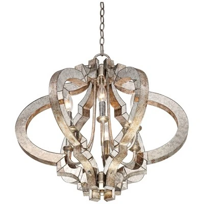Possini Euro Design Ornament Aged Silver Gold Bronze Chandelier 23 1/4" Wide Industrial 6-Light Fixture For Dining Room Foyer Kitchen Island Entryway 8 Possini Euro Design Ornament Aged Silver Gold Bronze Chandelier 23 1/4" Wide Industrial 6-Light Fixture For Dining Room Foyer Kitchen Island Entryway - Image 6