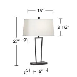 360 Lighting Cole Modern Table Lamps 27" Tall Set Of 2 Black Metal With USB Charging Ports White Rectangular Shade For Bedroom Living Room Bedside -Adesso Shop GUEST 5ad108d5 96c0 471a 8f11 df4a1a1a43c2