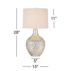 360 Lighting Waylon Modern Table Lamp 28" Tall Textured Mercury Glass Off White Tapered Drum Shade For Bedroom Living Room Bedside Nightstand Office -Adesso Shop GUEST 5bf090a1 36cf 48cf a0a1 028d6ce81919