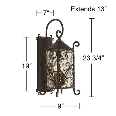 John Timberland Casa Seville Vintage Rustic Outdoor Wall Light Fixture Dark Walnut Scroll 23 3/4" Champagne Hammered Glass For Post Exterior Barn Deck 8 John Timberland Casa Seville Vintage Rustic Outdoor Wall Light Fixture Dark Walnut Scroll 23 3/4" Champagne Hammered Glass For Post Exterior Barn Deck - Image 6