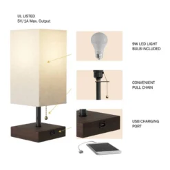 USB Rectangle Lamp With Wood Base (Includes LED Light Bulb) 9 USB Rectangle Lamp With Wood Base (Includes LED Light Bulb) -Adesso Shop GUEST 5c6b0998 d80c 4154 a2aa e9f5431351a3