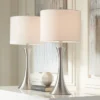 360 Lighting Gerson Modern Table Lamps 24" High Set Of 2 Brushed Nickel With Dimmers LED White Drum Shade For Bedroom Living Room Bedside Nightstand -Adesso Shop GUEST 5e989cd8 2004 49f2 b5ba 252c1c063ccb