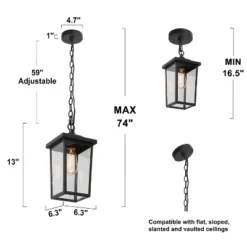 13" Metal/Glass Square Cage Modern Outdoor Pendant Light Black - LNC -Adesso Shop GUEST 5f37a7c4 44fd 4828 a997 4e19df54b1e3
