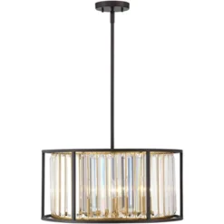 Possini Euro Design Milne Bronze Gold Drum Pendant Chandelier 20" Wide Modern Crystal 5-Light Fixture For Dining Room House Kitchen Island Entryway -Adesso Shop GUEST 615573ff 29f6 410c 93d3 bbb1882c3899