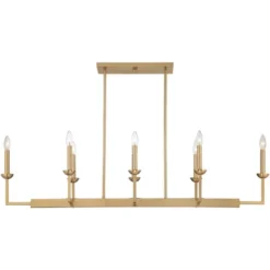Possini Euro Design Kime Gold Linear Pendant Chandelier 50" Wide Modern 8-Light Fixture For Dining Room House Foyer Kitchen Island Entryway Bedroom -Adesso Shop GUEST 61862a12 e57f 476c 89da 87c9323f8cc9