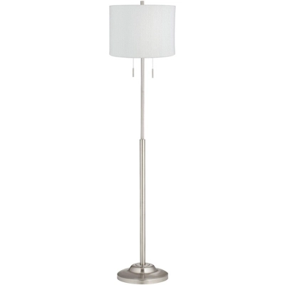 360 Lighting Abba Modern Floor Lamp Standing 66" Tall Brushed Nickel Silver White Plastic Weave Drum Shade For Living Room Bedroom Office House Home 3 360 Lighting Abba Modern Floor Lamp Standing 66" Tall Brushed Nickel Silver White Plastic Weave Drum Shade For Living Room Bedroom Office House Home