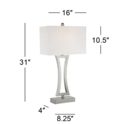 360 Lighting Roxie Modern Table Lamps 31" Tall Set Of 2 Brushed Nickel Metal Off White Fabric Rectangular Shade For Bedroom Living Room Bedside Office 13 360 Lighting Roxie Modern Table Lamps 31" Tall Set Of 2 Brushed Nickel Metal Off White Fabric Rectangular Shade For Bedroom Living Room Bedside Office -Adesso Shop GUEST 63341254 36f6 45f0 af3e 3df14056e156