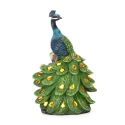 Techko Maid Peacock Calm Solar Outdoor Garden Statue Decor With Spotlight -Adesso Shop GUEST 63c7f172 2e27 42d0 ad09 6e19f0b3e927