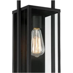 Possini Euro Design Jericho Modern Outdoor Wall Light Fixture Textured Black Metal 19" Clear Glass Panel For Post Exterior Barn Deck House Porch Yard -Adesso Shop GUEST 64d0becb 19c3 4d60 97f9 482169ccd33c