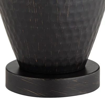 Regency Hill Auburn Rustic Farmhouse Table Lamp 25" High Bronze Hammered Natural Linen Empire Shade For Bedroom Living Room Bedside Nightstand Office 7 Regency Hill Auburn Rustic Farmhouse Table Lamp 25" High Bronze Hammered Natural Linen Empire Shade For Bedroom Living Room Bedside Nightstand Office - Image 5