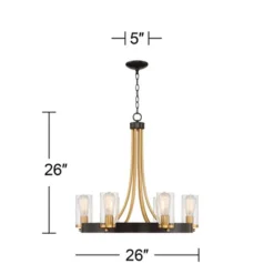 Stiffel Ferrers Dark Bronze Gold Chandelier 26" Wide Clear Glass Shade 6-Light Fixture For Dining Room House Foyer Kitchen Island Entryway Bedroom -Adesso Shop GUEST 6512f7e2 7f6c 4a16 9477 5ad1c511c461