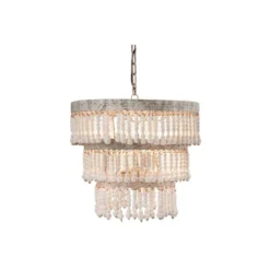 3-Tier Round Metal Chandelier With 3 Lights And Hanging Wood Beads Cream - Storied Home 29 3-Tier Round Metal Chandelier With 3 Lights And Hanging Wood Beads Cream - Storied Home -Adesso Shop GUEST 65f68a04 67e5 4435 a153 5665e1549672