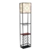 Etagere Organizer Wood Accented Storage Shelf And Wine Rack With Linen Shade Floor Lamp Black - Elegant Designs -Adesso Shop GUEST 66d3db6c b02e 442a 9b15 b6faff97c7f8