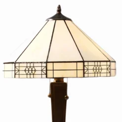 14" X 14" X 21" Mission Style Table Lamp White/Brown - Warehouse Of Tiffany