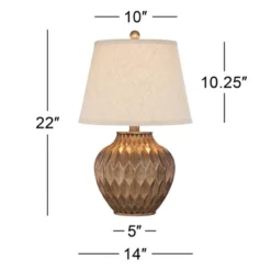 360 Lighting Buckhead Modern Accent Table Lamp 22" High Warm Bronze Brown Geometric Fabric Drum Shade For Bedroom Living Room Bedside Nightstand -Adesso Shop GUEST 67bd50d3 9b9b 402e a357 efc3e7b062b7