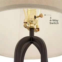 360 Lighting Marcel Industrial Table Lamps 24 1/4" High Set Of 2 Black With LED Nightlight USB Port Natural Shade For Bedroom Living Room House Desk -Adesso Shop GUEST 67fdb462 8123 4d35 b3f8 3d6b57e4e9dc