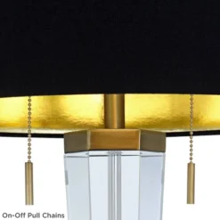 Vienna Full Spectrum Belle Modern Table Lamp 33 1/4" Tall Clear Crystal Glass Black Drum Shade For Bedroom Living Room Bedside Nightstand Office House -Adesso Shop GUEST 68de78eb 1f71 4245 a9fe 5747f58aaa02
