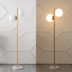 60.5" 2-Light Oscar Modern Parisian Candlestick Iron Floor Lamp (Includes LED Light Bulb) Brass Gold/White - JONATHAN Y -Adesso Shop GUEST 6a5058f1 fc98 44b8 b3a2 5157e7906dda