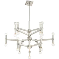 Possini Euro Design Marya Brushed Nickel Chandelier 32" Wide Modern 24-Light Fixture For Dining Room House Foyer Kitchen Island Entryway Bedroom Home -Adesso Shop GUEST 6a556942 8834 40c7 9218 afc183c3d9bd