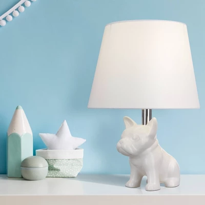 15.5" Whimsical Bulldog Table Lamp White (Includes LED Light Bulb) - Cresswell Lighting 5 15.5" Whimsical Bulldog Table Lamp White (Includes LED Light Bulb) - Cresswell Lighting - Image 3