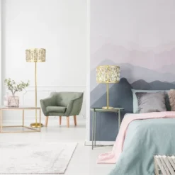 63" Cleo Glam Gold Metal And Faceted Crystal Drum Shade Floor Lamp - River Of Goods -Adesso Shop GUEST 6b0bd8bb e251 4754 be6c fc8c4c77f958