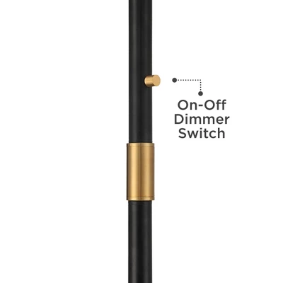 Possini Euro Design Halifax Modern Industrial Floor Lamp 64 1/2" Tall Matte Black Warm Gold Metal Double Drum Shade For Living Room Bedroom Office 6 Possini Euro Design Halifax Modern Industrial Floor Lamp 64 1/2" Tall Matte Black Warm Gold Metal Double Drum Shade For Living Room Bedroom Office - Image 4