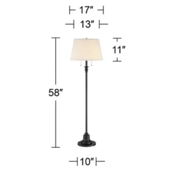 360 Lighting Spenser Rustic Farmhouse Floor Lamp 58" Tall Oiled Bronze Metal Off White Linen Empire Shade For Living Room Bedroom Office House Home -Adesso Shop GUEST 6bf91222 0335 495e 983e b92887076e61