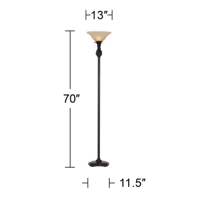 Regency Hill Traditional Torchiere Floor Lamp 70" Tall Hand Applied Black Bronze Swirl Font Amber Glass Shade For Living Room Uplight 7 Regency Hill Traditional Torchiere Floor Lamp 70" Tall Hand Applied Black Bronze Swirl Font Amber Glass Shade For Living Room Uplight - Image 5