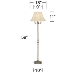 Regency Hill Montebello Vintage Retro Floor Lamp Standing 59" Tall Antique Brass Metal Soft Tan Bell Shade For Living Room Bedroom Office House Home -Adesso Shop GUEST 6d937d62 4c86 40f2 a3fd 15c542877de7