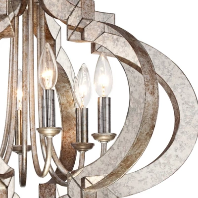 Possini Euro Design Ornament Aged Silver Gold Bronze Chandelier 23 1/4" Wide Industrial 6-Light Fixture For Dining Room Foyer Kitchen Island Entryway 4 Possini Euro Design Ornament Aged Silver Gold Bronze Chandelier 23 1/4" Wide Industrial 6-Light Fixture For Dining Room Foyer Kitchen Island Entryway - Image 2