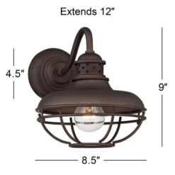 Franklin Iron Works Park Rustic Farmhouse Outdoor Wall Light Fixture Oil Rubbed Bronze Caged 9" For Post Exterior Barn Deck House Porch Yard Patio -Adesso Shop GUEST 6e6b34bc a344 4f9a 8153 e9eaee27c038