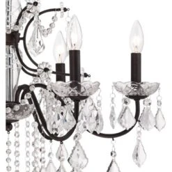 Vienna Full Spectrum DeMallo Dark Bronze Chandelier 26" Wide French Scroll Arm Clear Crystal 6-Light Fixture For Dining Room Home Foyer Kitchen Island -Adesso Shop GUEST 7113aaef c668 49e0 a31f b5d2ec7d835e