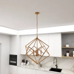 Modern Metal Chandelier With Link Style Chain Gold - Olivia & May -Adesso Shop GUEST 7114232e 1e31 4a19 be4a 80e45d74e35c