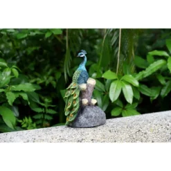 Techko Maid Peacock Calm Solar Outdoor Garden Statue Decor With Spotlight -Adesso Shop GUEST 7155b2a0 18b7 4d6f ac1a 7765b41de2c3