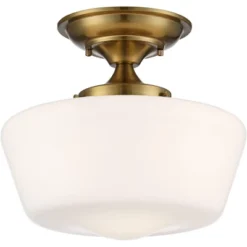 Regency Hill Rustic Farmhouse Ceiling Light Semi Flush Mount Fixture 12" Wide Soft Gold Opal White Glass For Bedroom Kitchen Living Room Hallway House -Adesso Shop GUEST 7174665e 0d12 416c be43 b8d4f8e8f35c