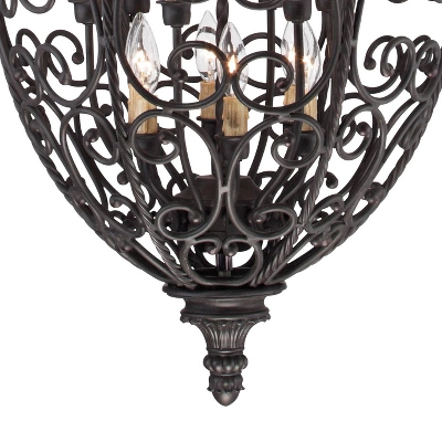 Franklin Iron Works French Scroll Rubbed Bronze Chandelier 27 1/2" Wide Rustic 12-Light Fixture For Dining Room House Kitchen Island Entryway Bedroom 4 Franklin Iron Works French Scroll Rubbed Bronze Chandelier 27 1/2" Wide Rustic 12-Light Fixture For Dining Room House Kitchen Island Entryway Bedroom - Image 2
