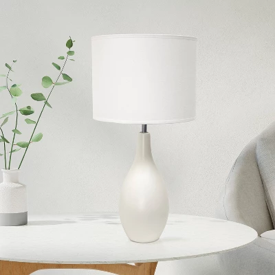 18.11" Traditional Standard Ceramic Dewdrop Table Desk Lamp With Matching Fabric Shade Off-White - Creekwood Home 10 18.11" Traditional Standard Ceramic Dewdrop Table Desk Lamp With Matching Fabric Shade Off-White - Creekwood Home - Image 8