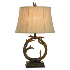 Dalton Brown Antler Table Lamp With Beige Hardback Fabric Shade - StyleCraft -Adesso Shop GUEST 7281c9f6 1e0c 4f0f a2fc 13135c6dfb3e