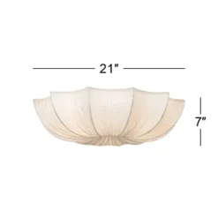 Possini Euro Design Planetarium Modern Ceiling Light Flush Mount Fixture 21" Wide Chrome 3-Light Ivory Fabric Scalloped Bowl For Bedroom Living Room -Adesso Shop GUEST 72a126fd 1741 41cd bcaa 8b9cea2d2c00