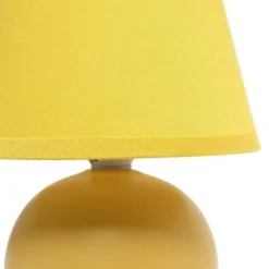 8.66" Petite Ceramic Orb Base Bedside Table Desk Lamp With Matching Tapered Drum Fabric Shade Yellow - Creekwood Home -Adesso Shop GUEST 72aef7c6 a3db 4afa 94ff 3d2863426f27