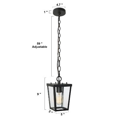 9" Metal/Seeded Glass Modern Outdoor Pendant Light Black - LNC 9 9" Metal/Seeded Glass Modern Outdoor Pendant Light Black - LNC - Image 7