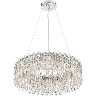 Possini Euro Design Alyssa Chrome Drum Chandelier 23 1/2" Wide Modern Crystal 12-Light LED Fixture For Dining Room Kitchen Island Entryway Bedroom 8 Possini Euro Design Alyssa Chrome Drum Chandelier 23 1/2" Wide Modern Crystal 12-Light LED Fixture For Dining Room Kitchen Island Entryway Bedroom - Image 6